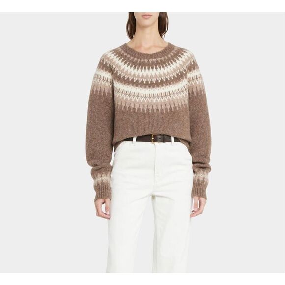 Vintage 80s Tally Ho Tan Cream Classic Fair Isle Shetland 100% Pure Wool Sweater - Picture 10 of 13